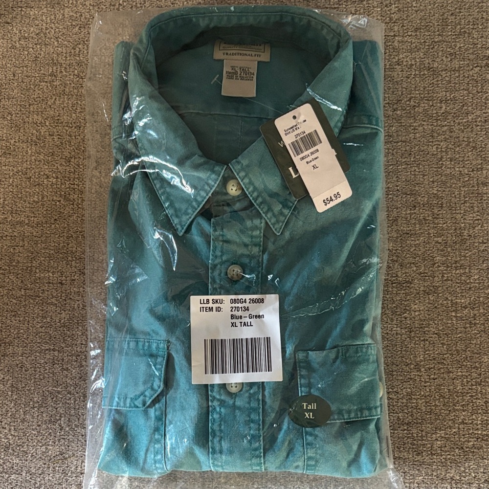 ~NWT~ LL Bean Teal Button-Up Shirt XL Tall